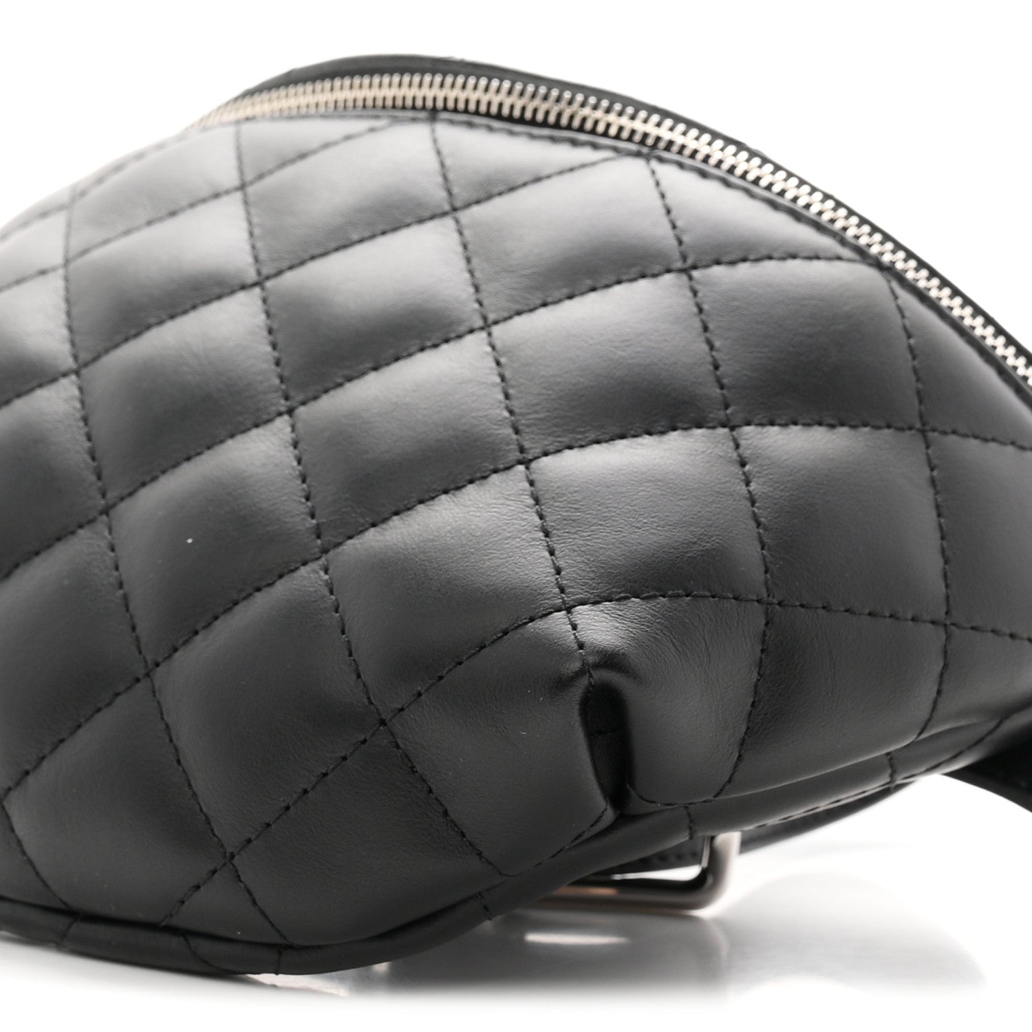 Calfskin Quilted Uniform Waist Belt Bag Black