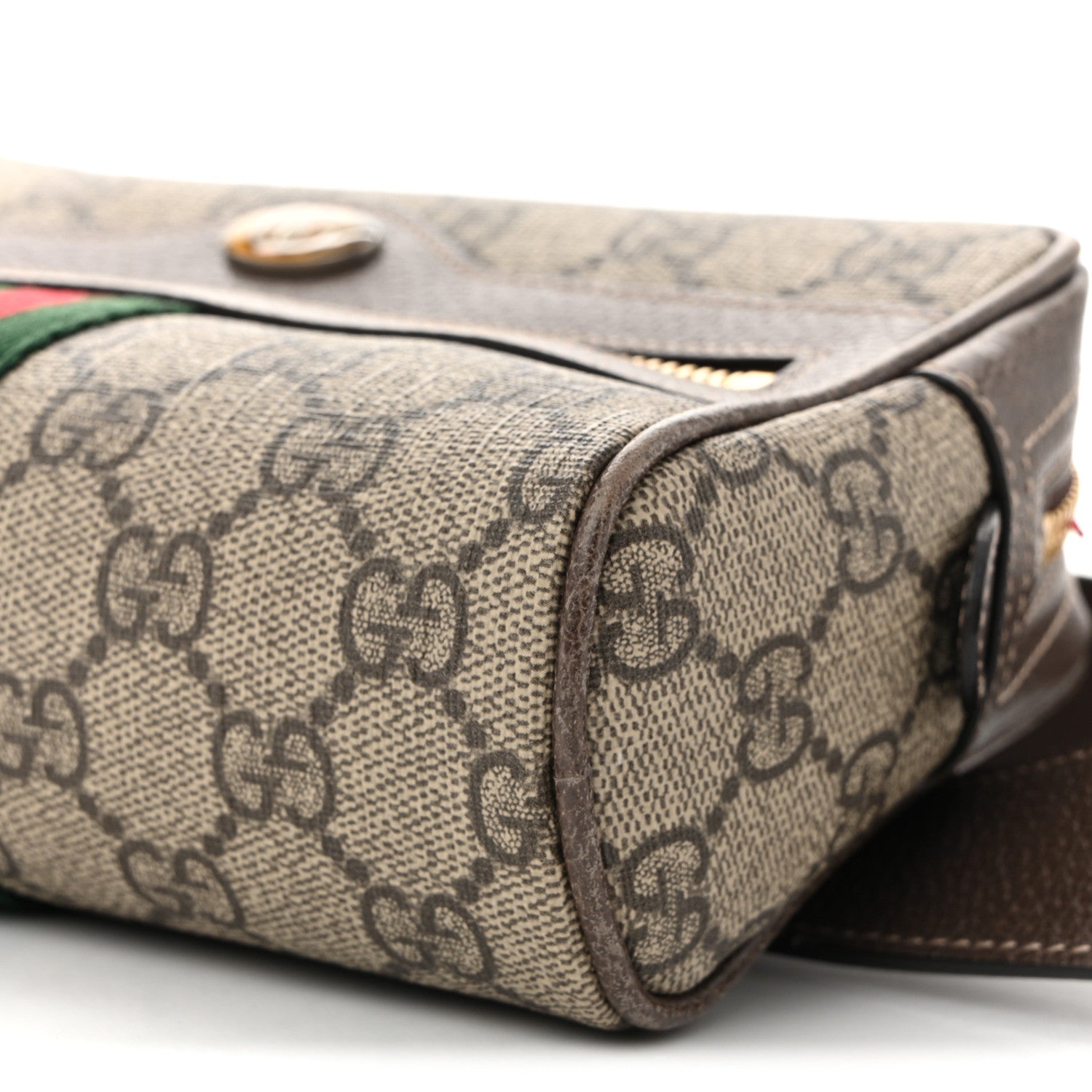 GG Supreme Monogram Web Small Ophidia Belt Bag 95 38 Dark Brown