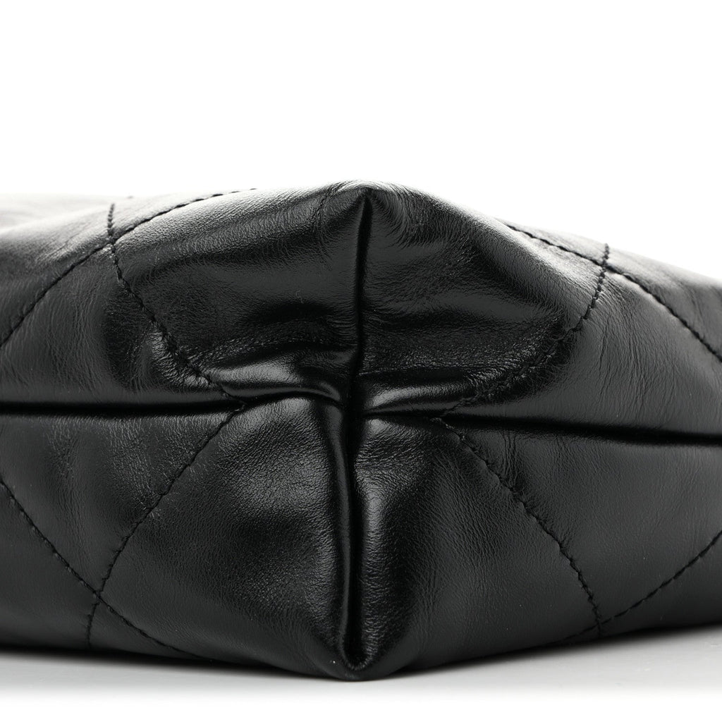Shiny Calfskin Quilted Small Chanel 22 Black