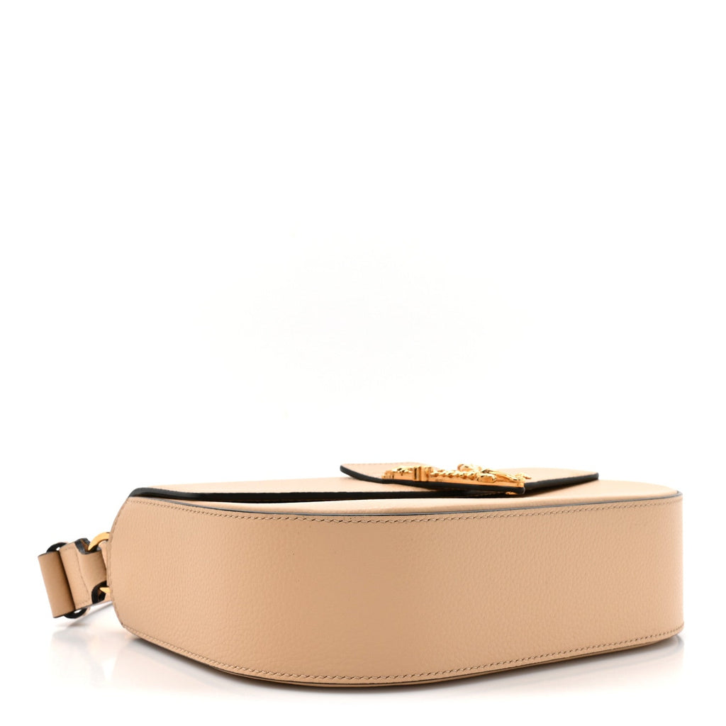 Grained Calfskin Virtus Shoulder Bag Beige