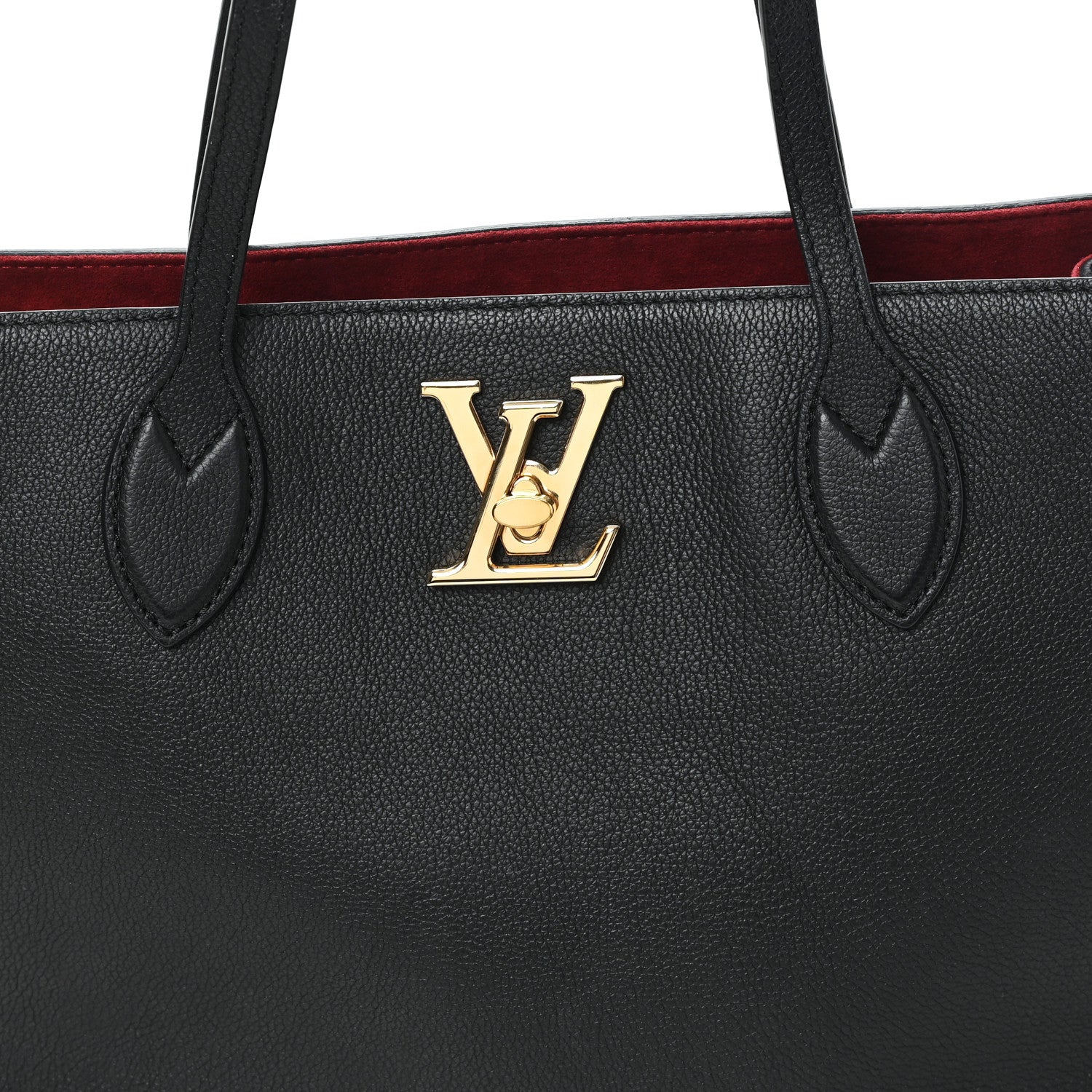 Grained Calfskin Lockme Shopper Black