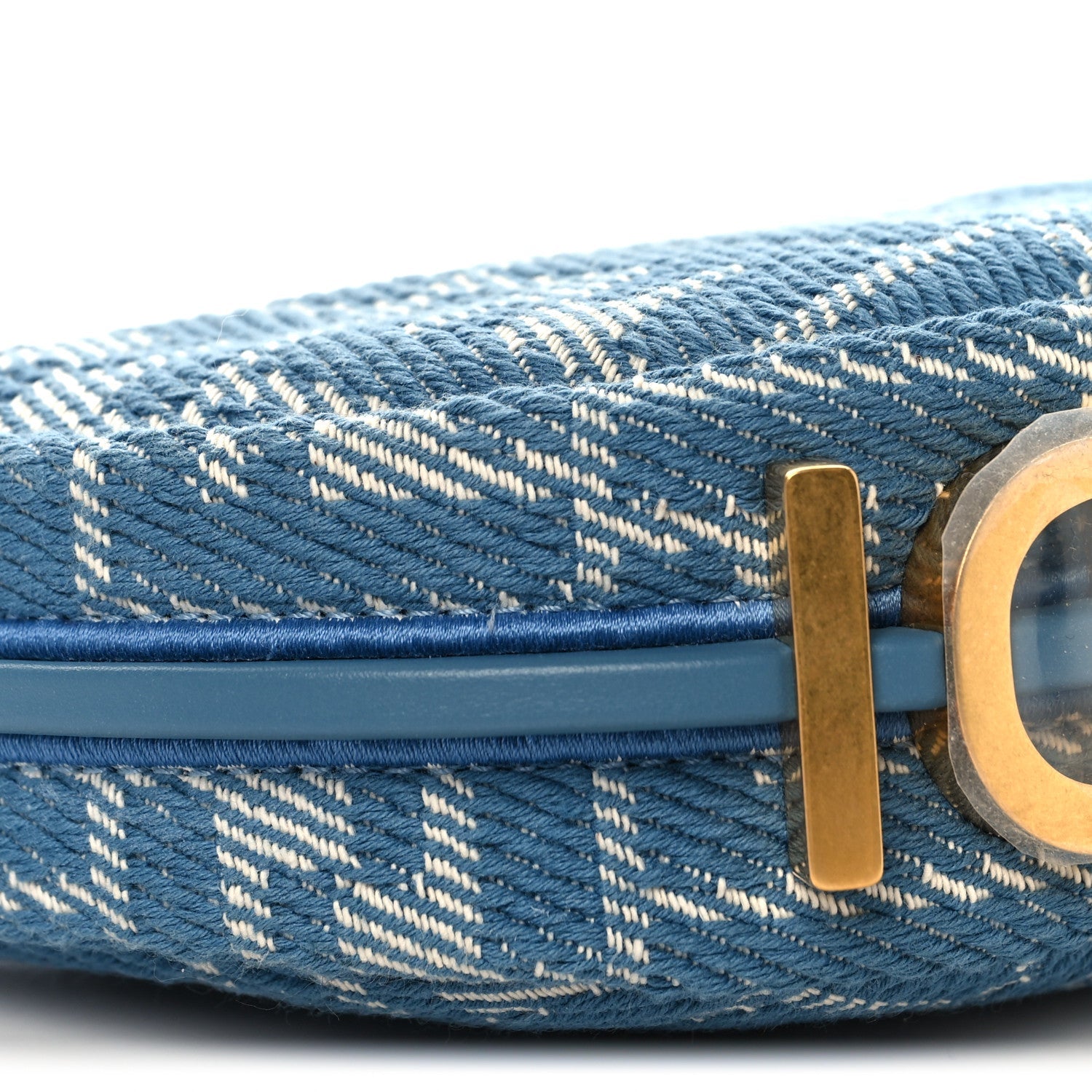 Denim Effect Fabric Jacquard FF 1974 Nano Fendigraphy Hobo Charm Blue White