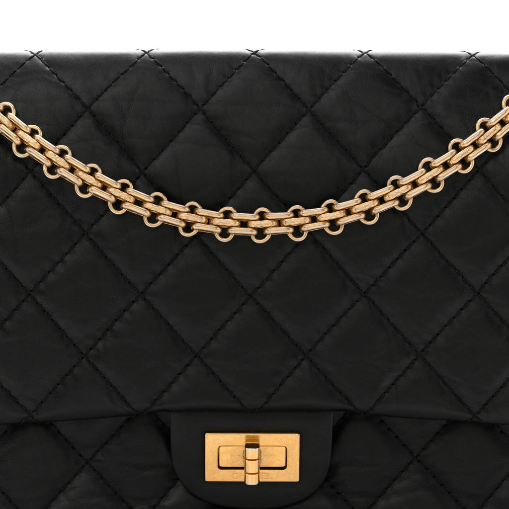 Aged Calfskin Quilted 2.55 Reissue 226 Flap Black