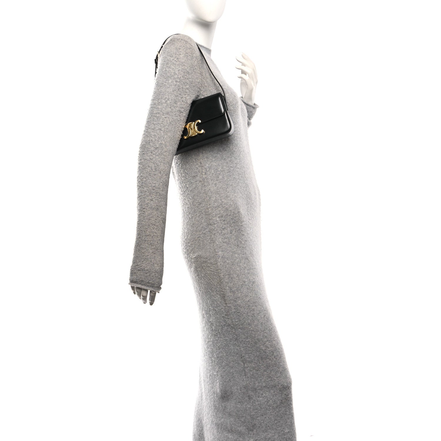Shiny Calfskin Triomphe Shoulder Bag Black
