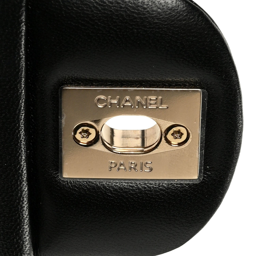 Lambskin Quilted Mini Rectangular Flap Black