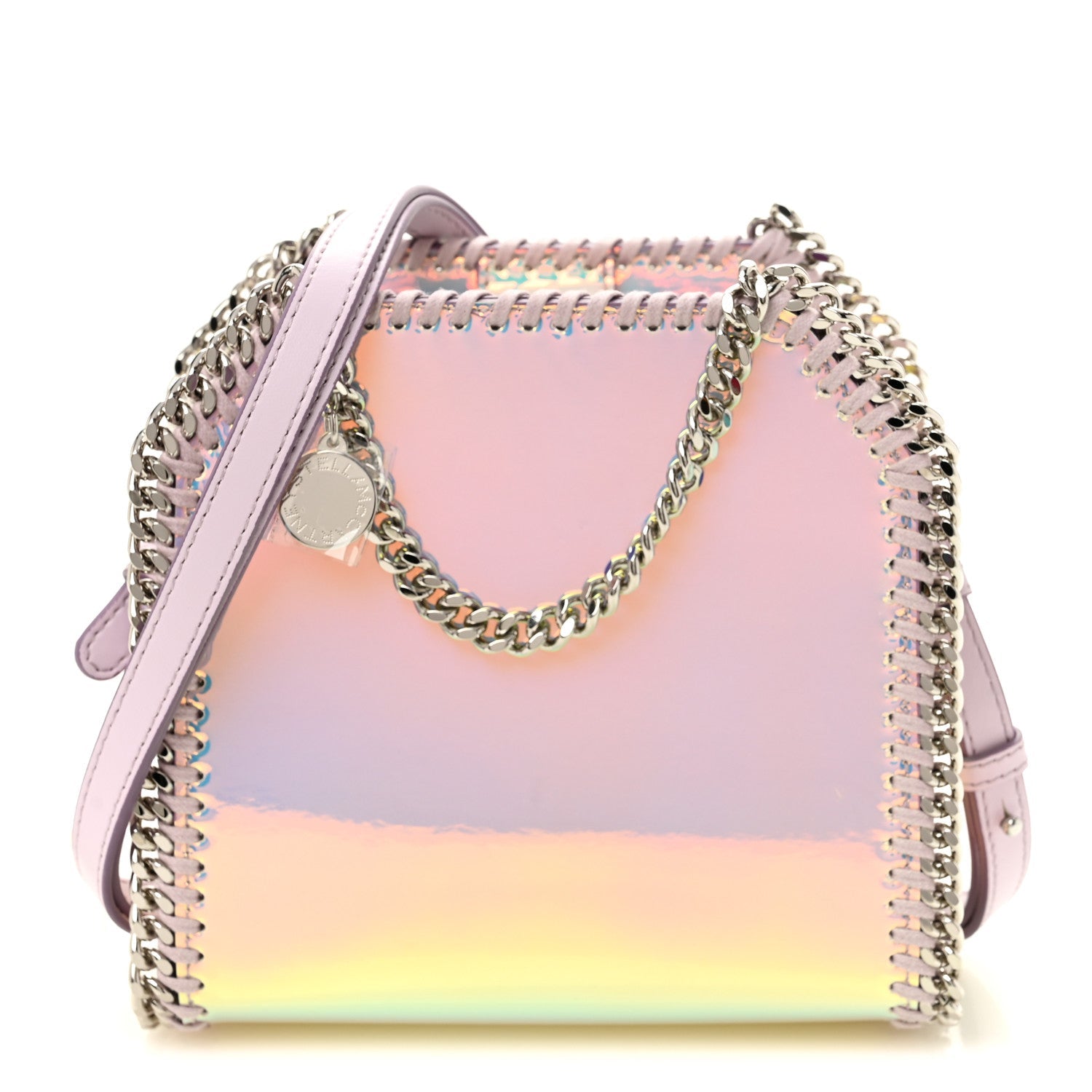 Holographic Faux Leather Mini Falabella Silver
