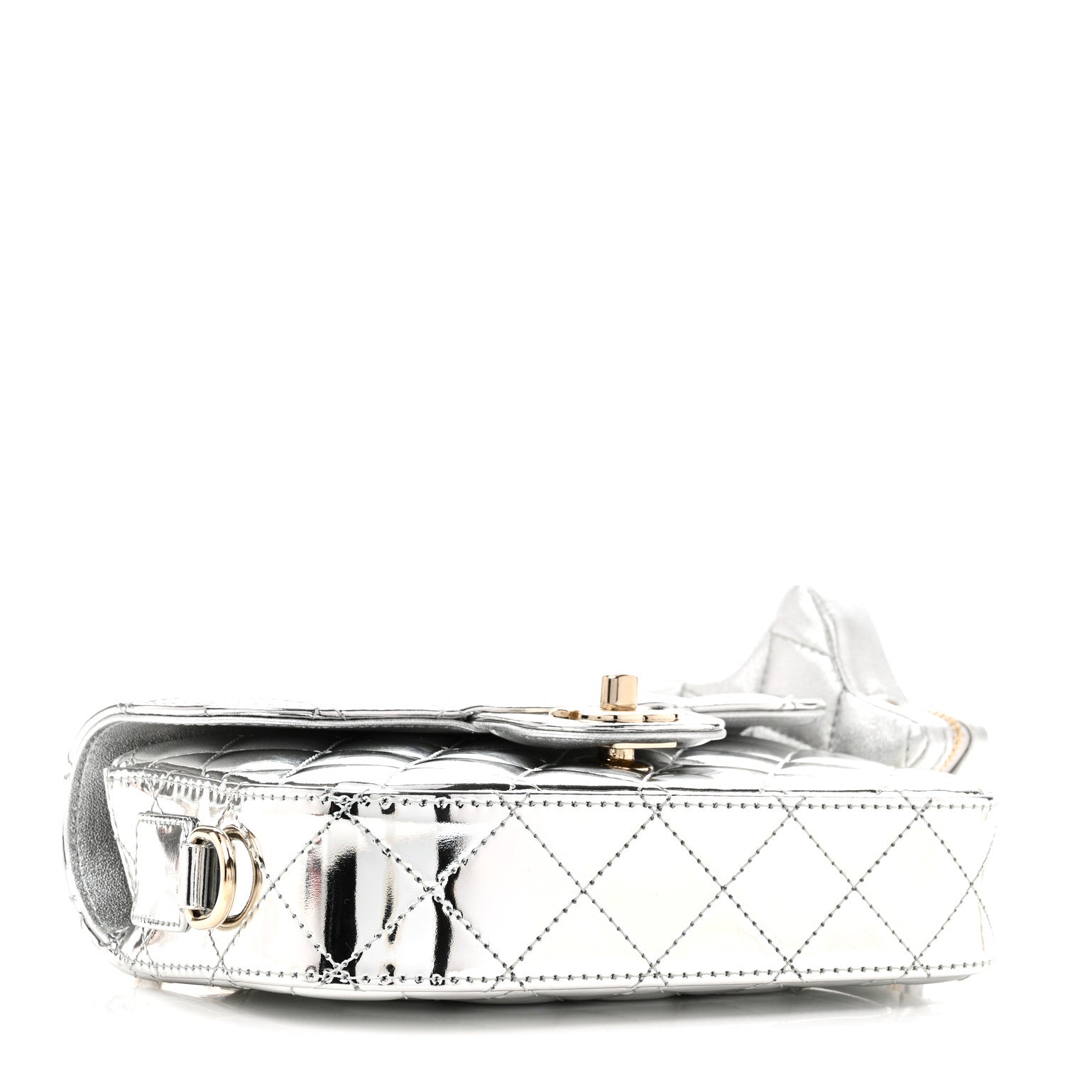 Mirror Calfskin Metallic Calfskin Quilted Hollywood Boulevard Mini Flap With Star Coin Purse Silver