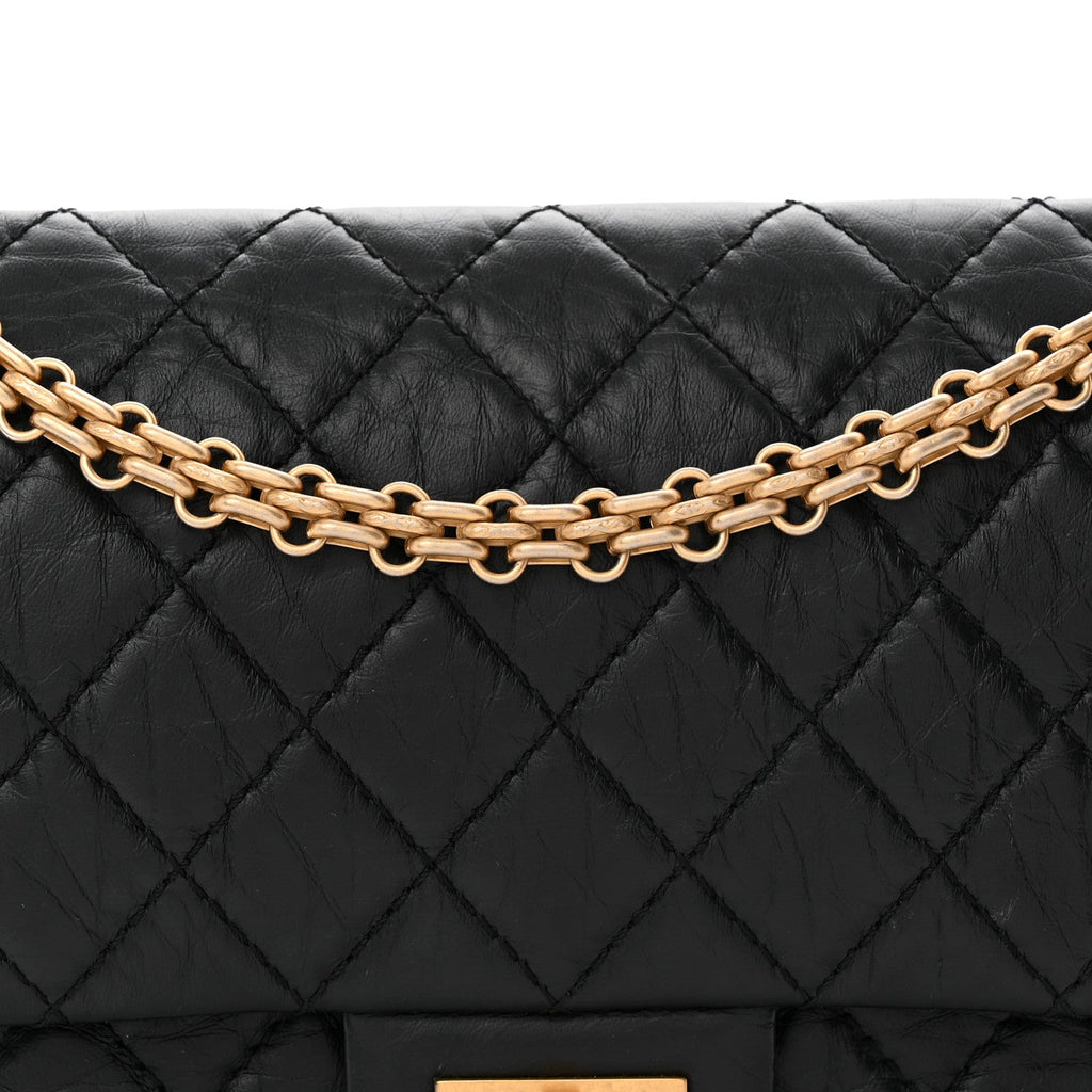 Aged Calfskin Quilted 2.55 Reissue 225 Flap Black
