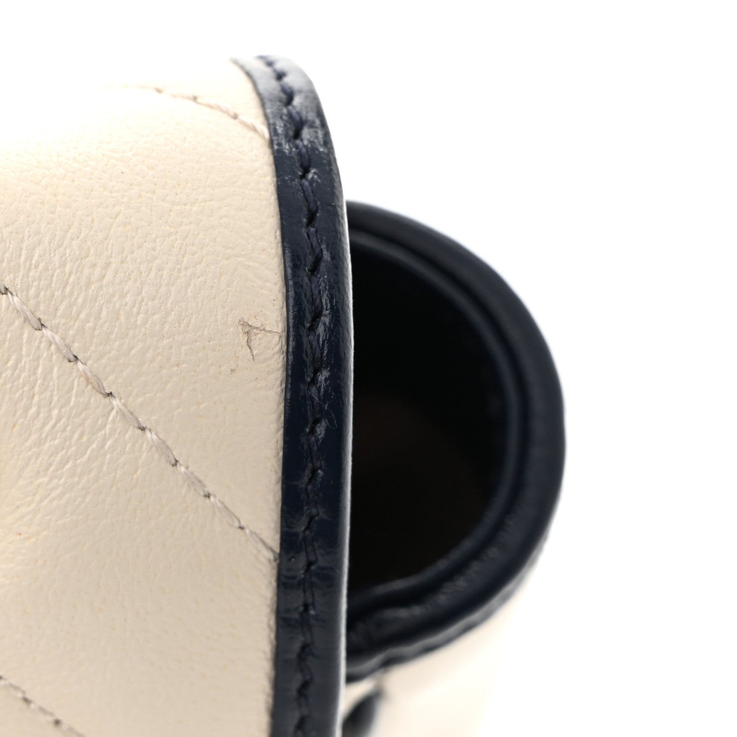 Vintage Effect Calfskin Matelasse Diagonal Small Torchon GG Marmont Shoulder Bag Mystic White Blue Agata