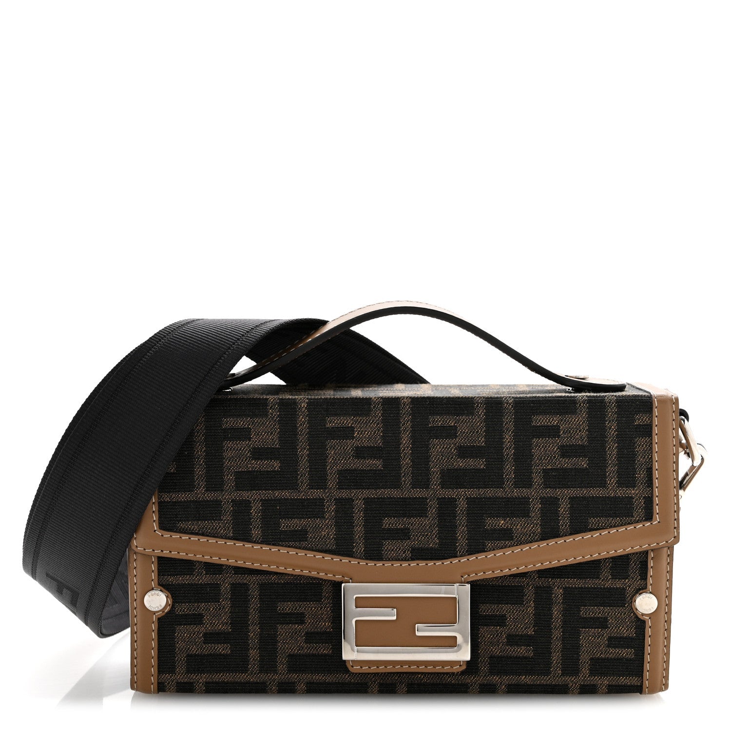 Recycled Fabric Jacquard Vitello King FF 1974 Baguette Soft Trunk Tobacco Moro Sand