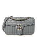 Calfskin Matelasse Aria Small GG Marmont Shoulder Bag Deep Grey