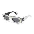 Off-White Sunglasses Oval Full Rim, White/Black Frame and Dark Grey Lens OERI13OORLANDO0107