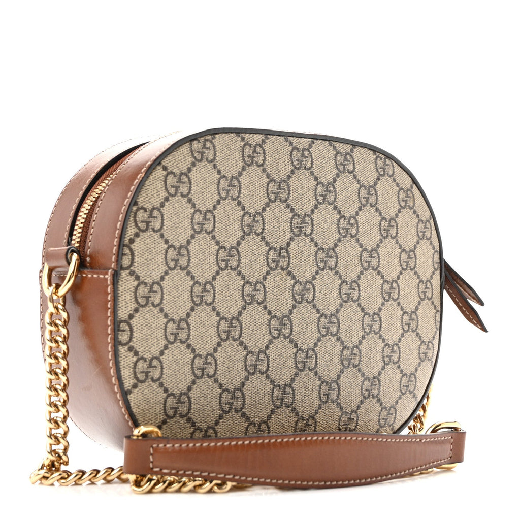 GG Supreme Monogram Cuoio Toscano Mini Chain Shoulder Bag Beige Ebony Cuir