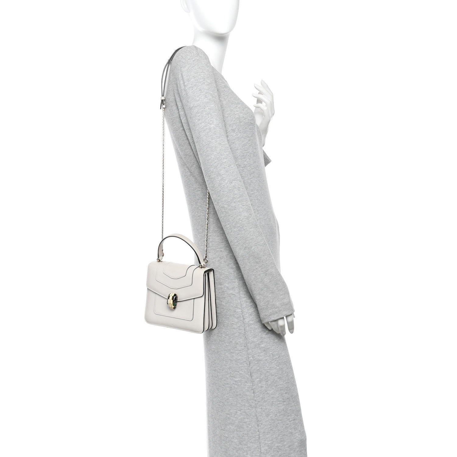 Calfskin Serpenti Forever Top Handle White