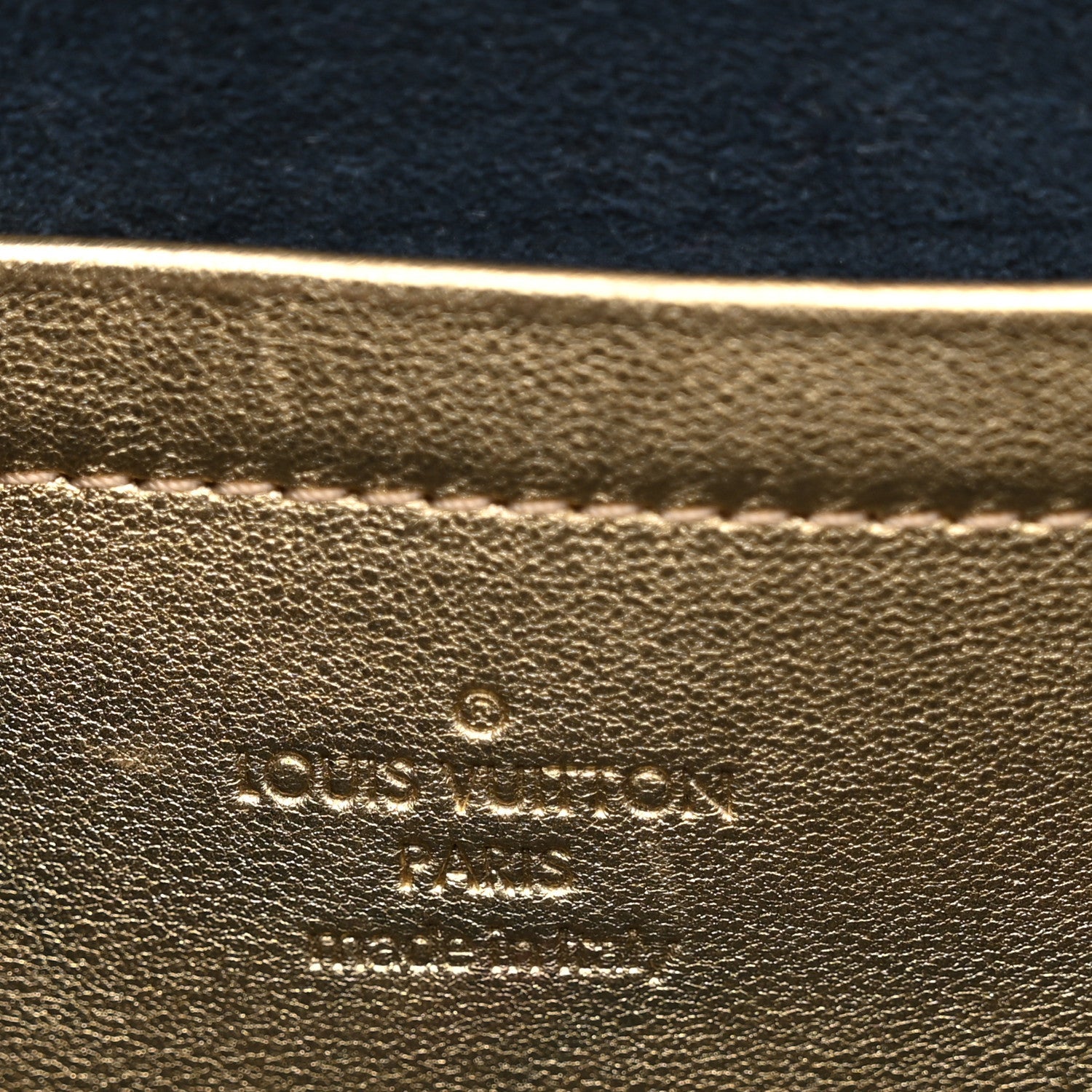Metallic Lambskin Embossed Monogram Pochette Coussin Gold