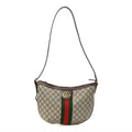 GG Supreme Monogram Web Small Ophidia Half Moon Hobo Brown