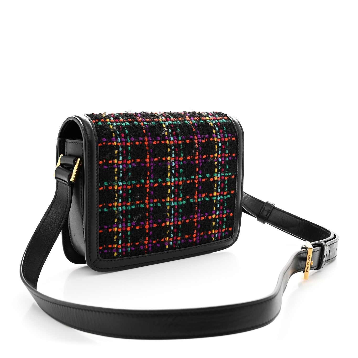 Tweed Calfskin Small Solferino Satchel Black Multicolor
