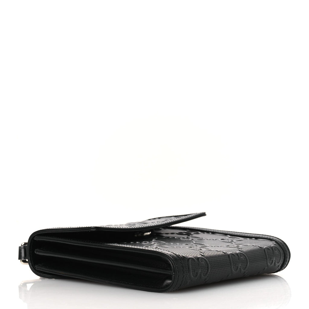 Calfskin GG Tennis Embossed Messenger Bag Black