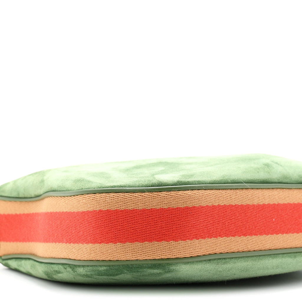 Suede Web Small Attache Shoulder Bag Cactus Green