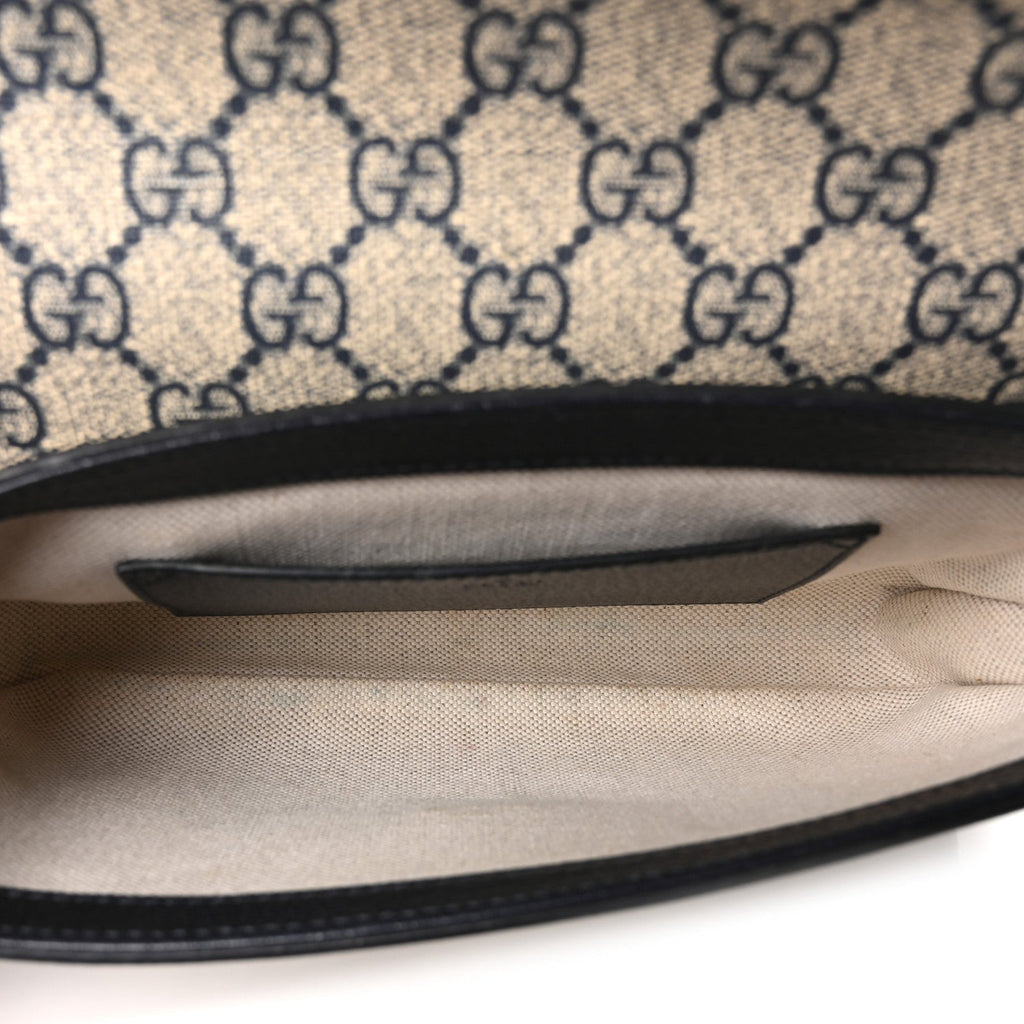 GG Supreme Monogram Textured Dollar Calfskin Web Mini Ophidia Envelope Shoulder Bag Beige Blue