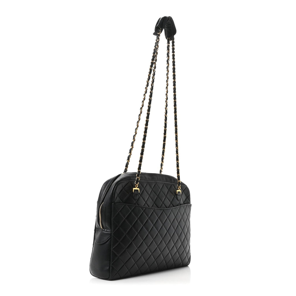 Lambskin Quilted Camera Case Black