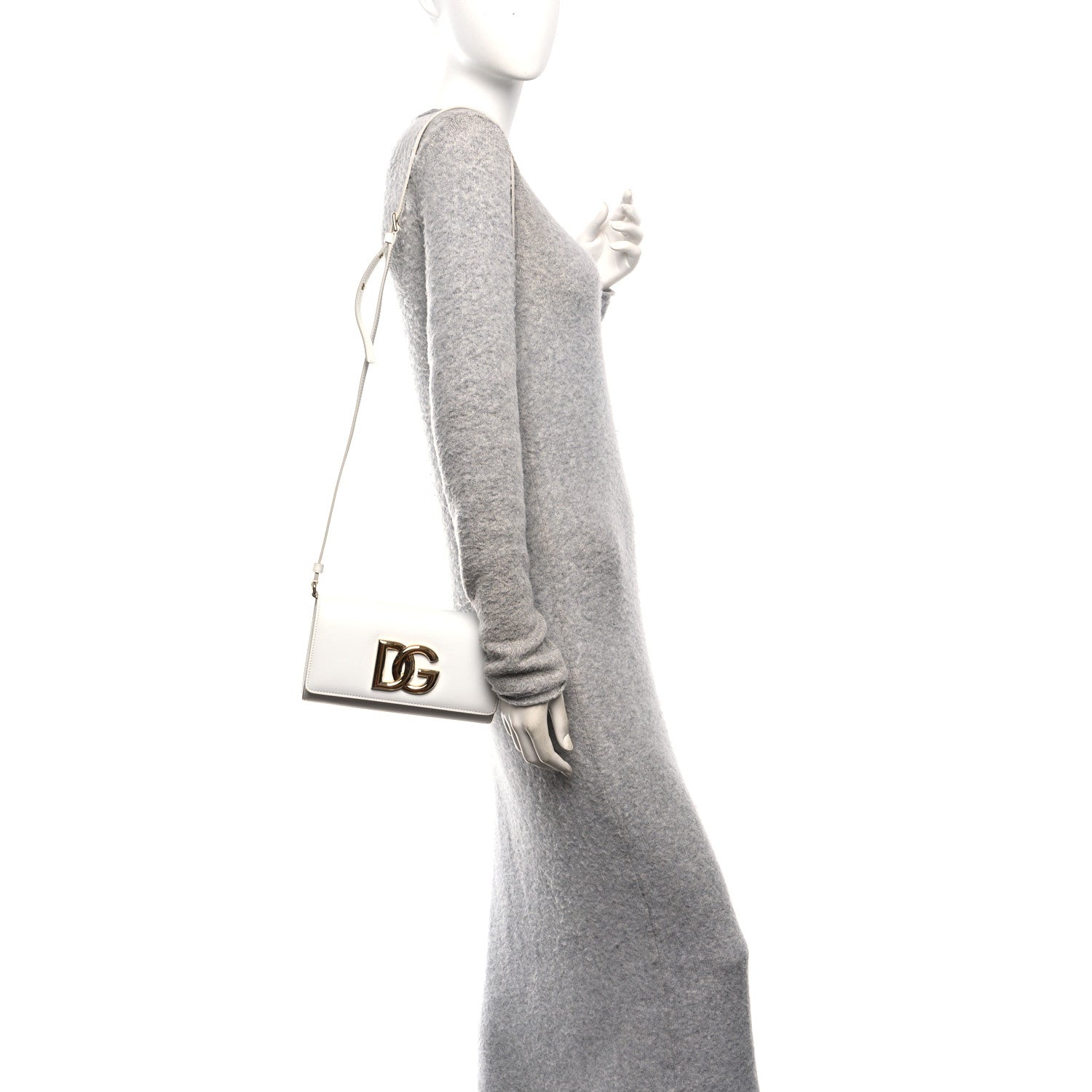 Calfskin DG Millennials Crossbody Bag White