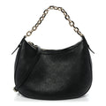 GG Grainy Calfskin Emblem Large Half Moon Shoulder Bag Black