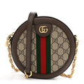 GG Supreme Monogram Web Mini Ophidia Round Shoulder Bag Brown