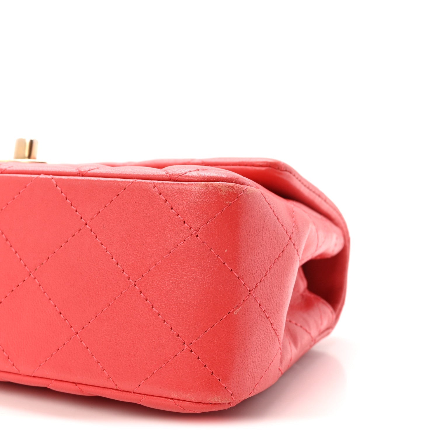 Lambskin Quilted Mini Rectangular Flap Red
