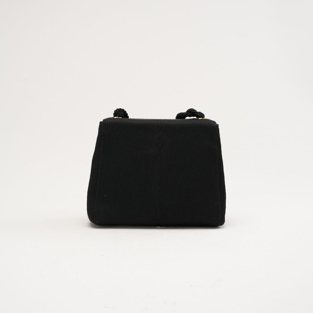 Chanel Vintage Silk Rope Mini Kelly Flap Black 1997