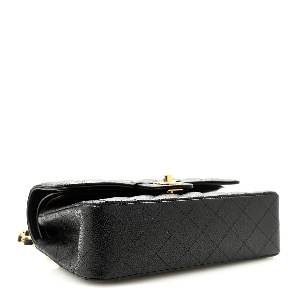 Caviar Quilted Small Double Flap Black