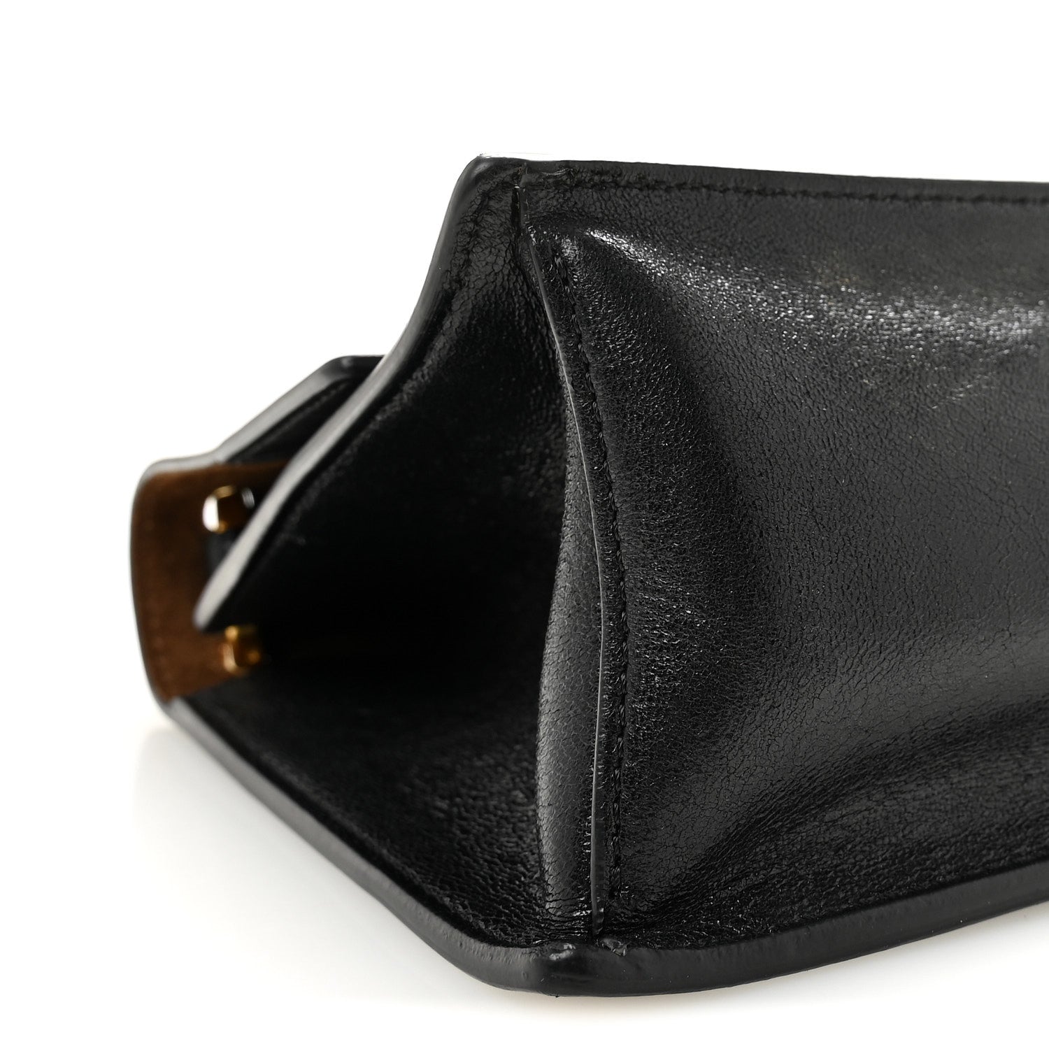 Agnello Old Shine Small Kan U Shoulder Bag Black