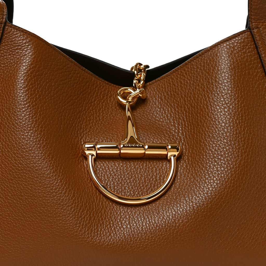 Grained Calfskin Softbit Maxi Shoulder Bag Brown