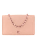 Dollar Calfskin Enamel Monochrome Mini GG Marmont Chain Wallet Perfect Pink