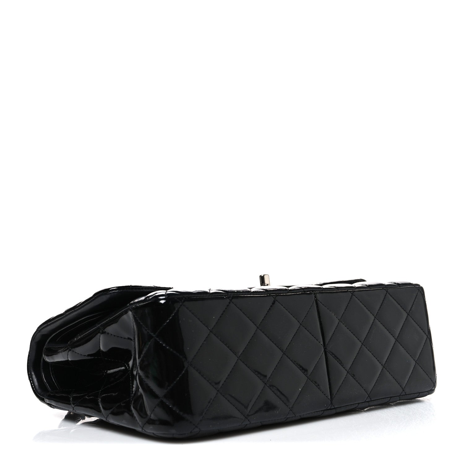 Patent Quilted Jumbo Double Flap Black