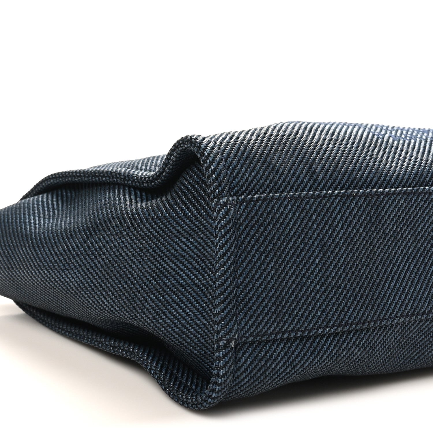 Mixed Fibers Striped Small Deauville Tote Navy Blue