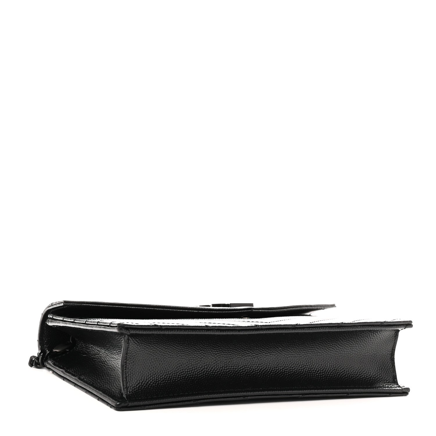 Grain De Poudre Matelasse Chevron Monogram Monochrome Envelope Chain Wallet Black