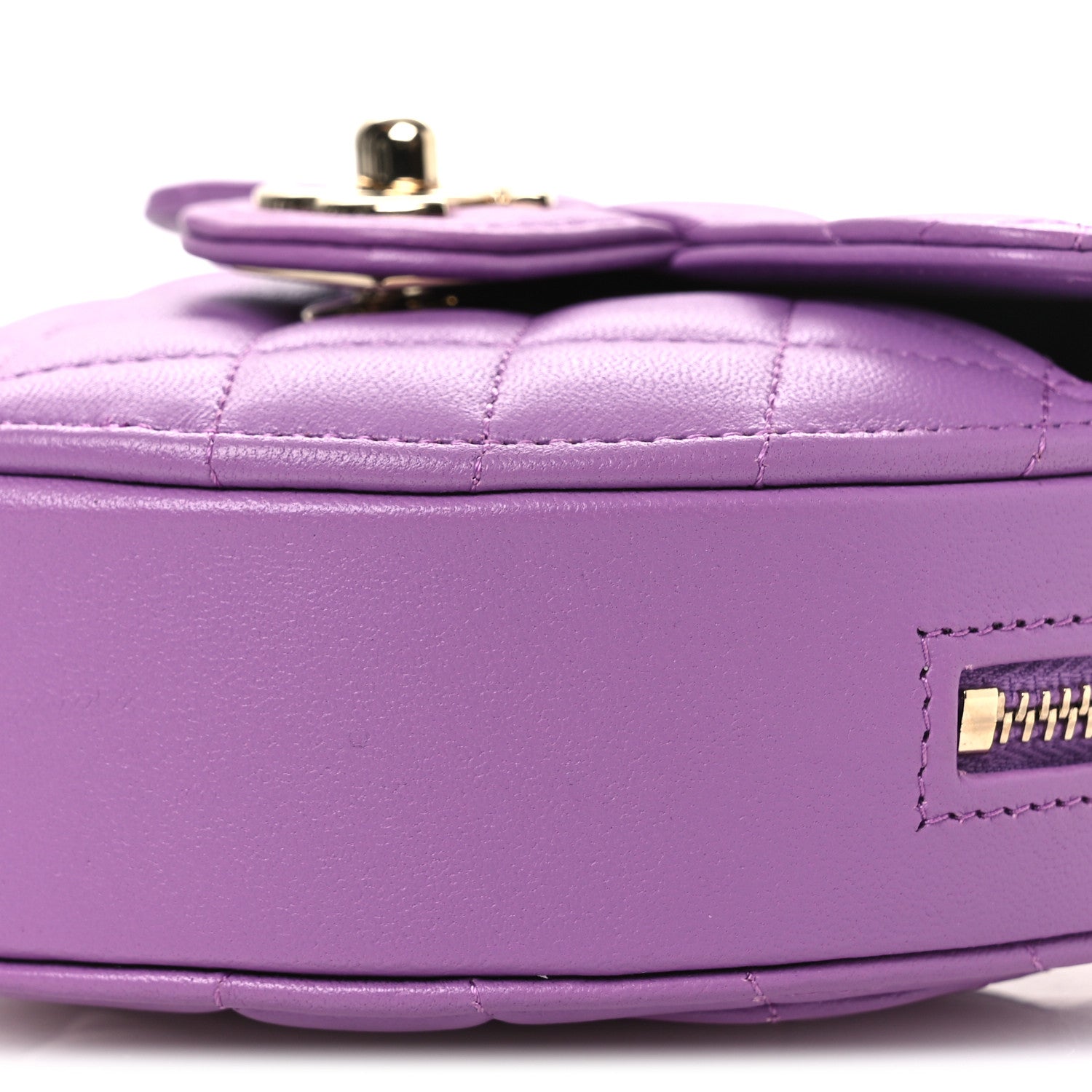 Lambskin Quilted CC In Love Heart Clutch With Chain Purple