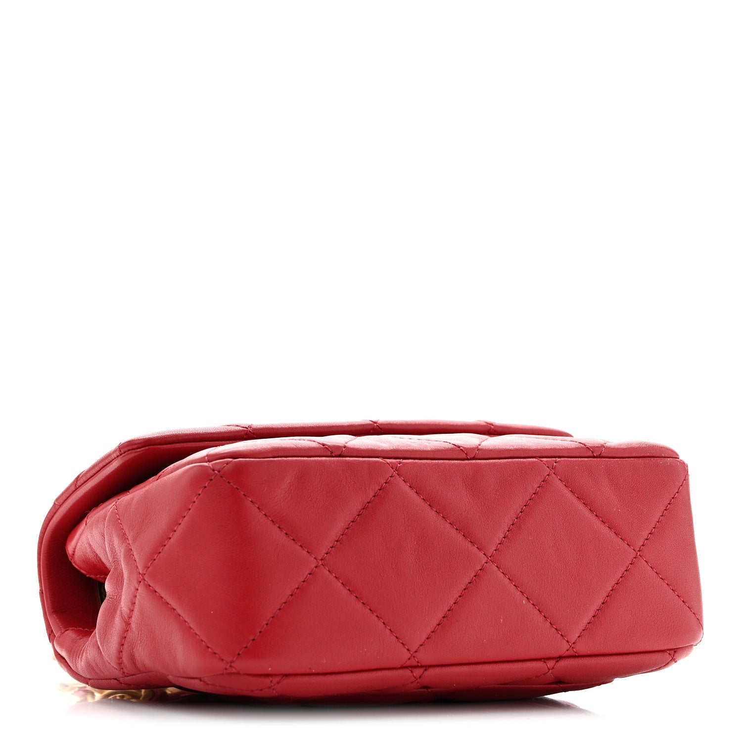 Calfskin Quilted Mini Charms Flap Red