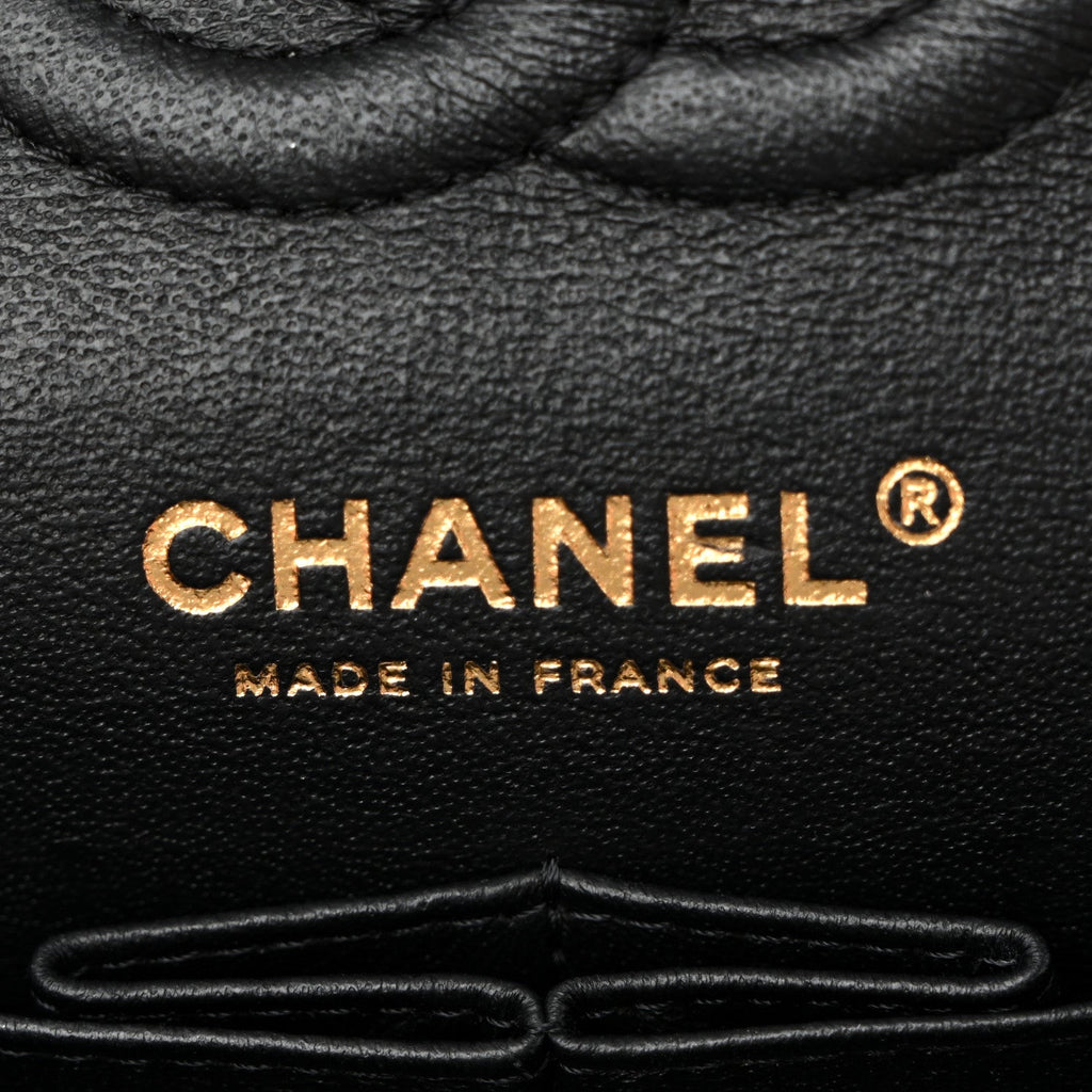 Lambskin Chevron Quilted Small Double Flap Black