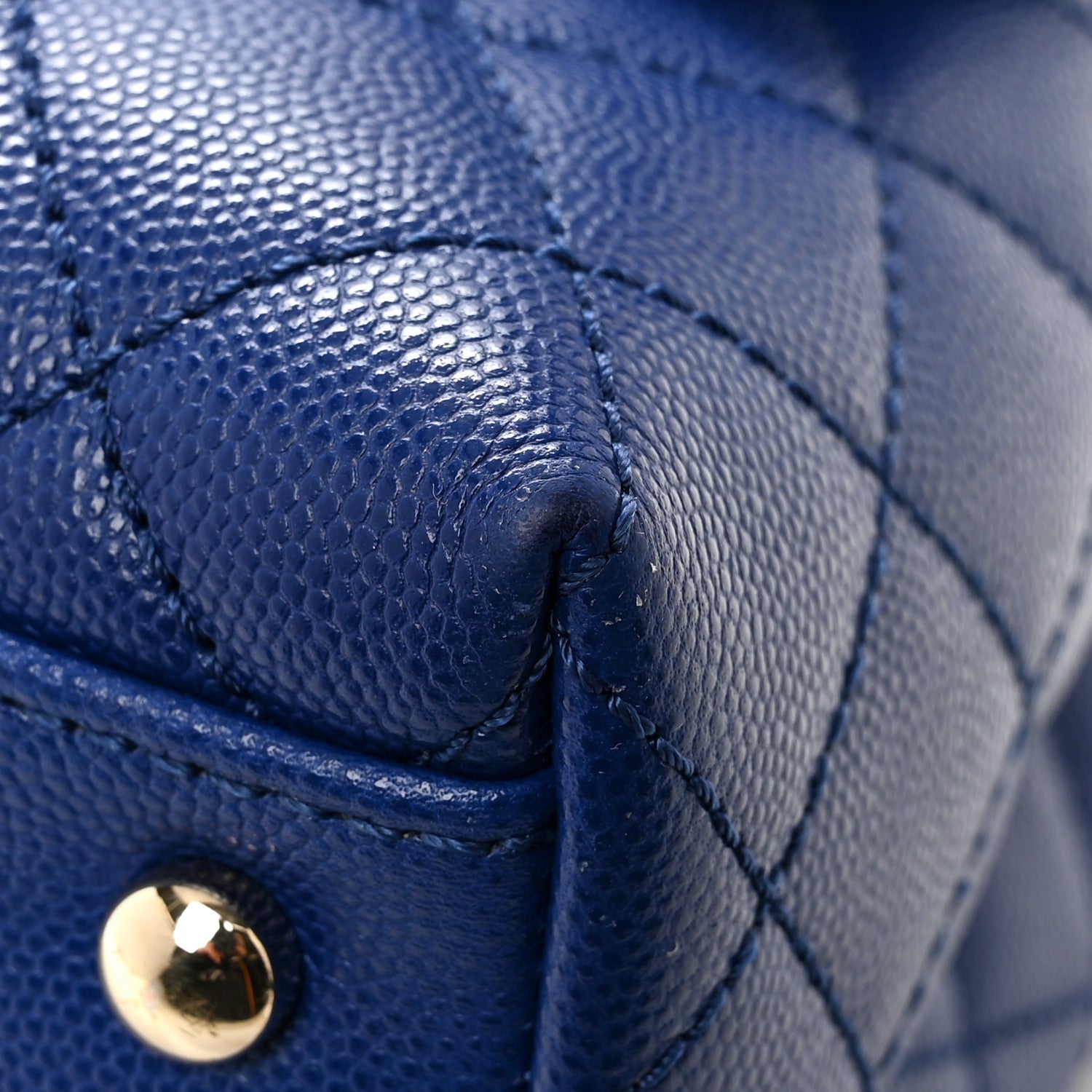 Caviar Quilted Small Coco Handle Flap Blue