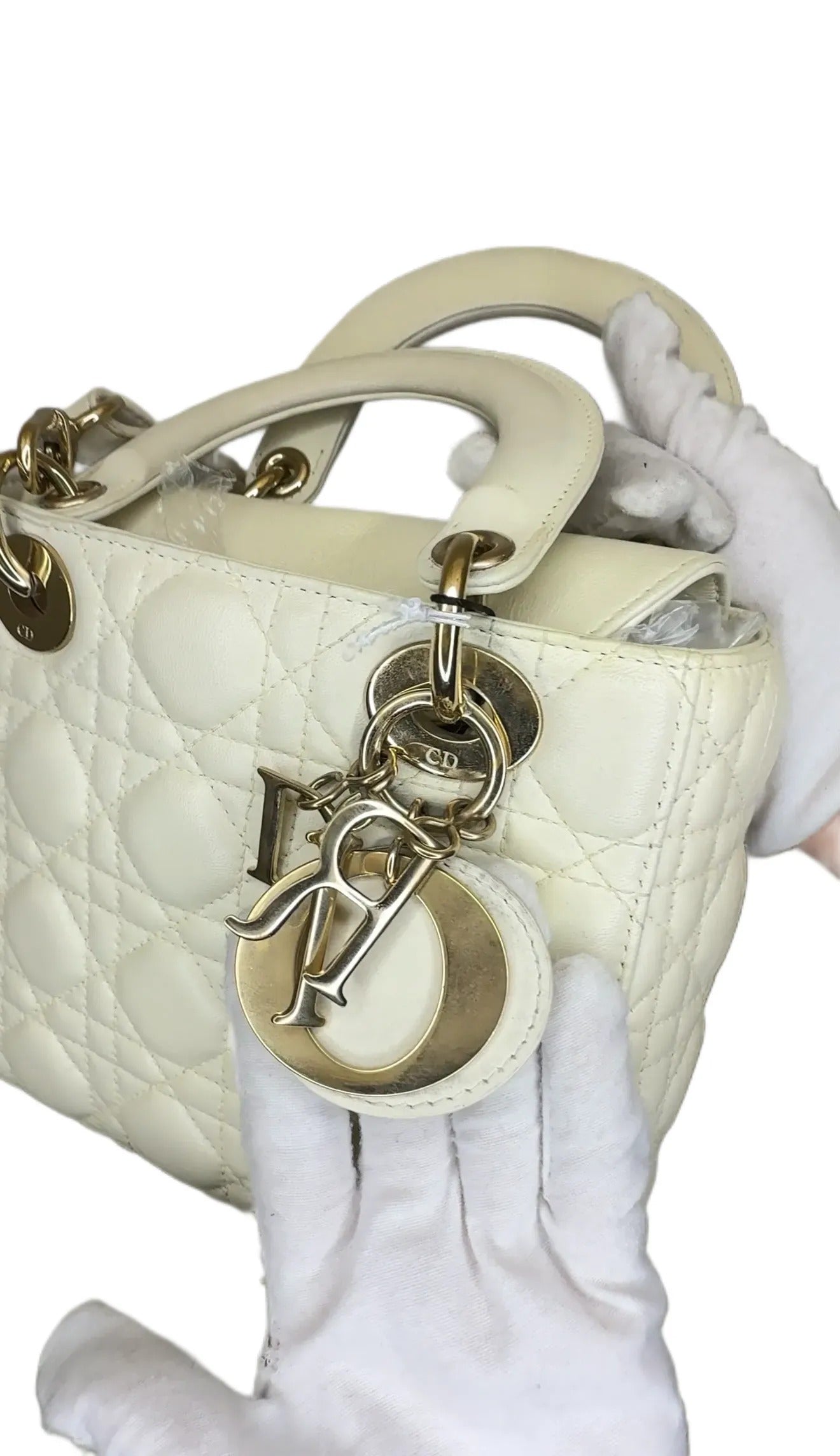 My lady dior leather handbag Dior White B7-28
