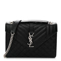Grain De Poudre Textured Mixed Matelasse Triquilt Medium Monogram Satchel Black