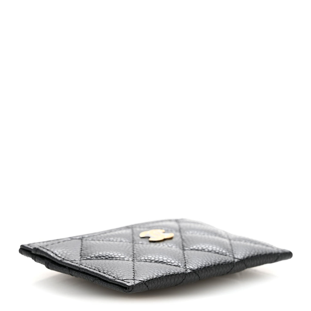 Caviar Quilted Card Holder Black