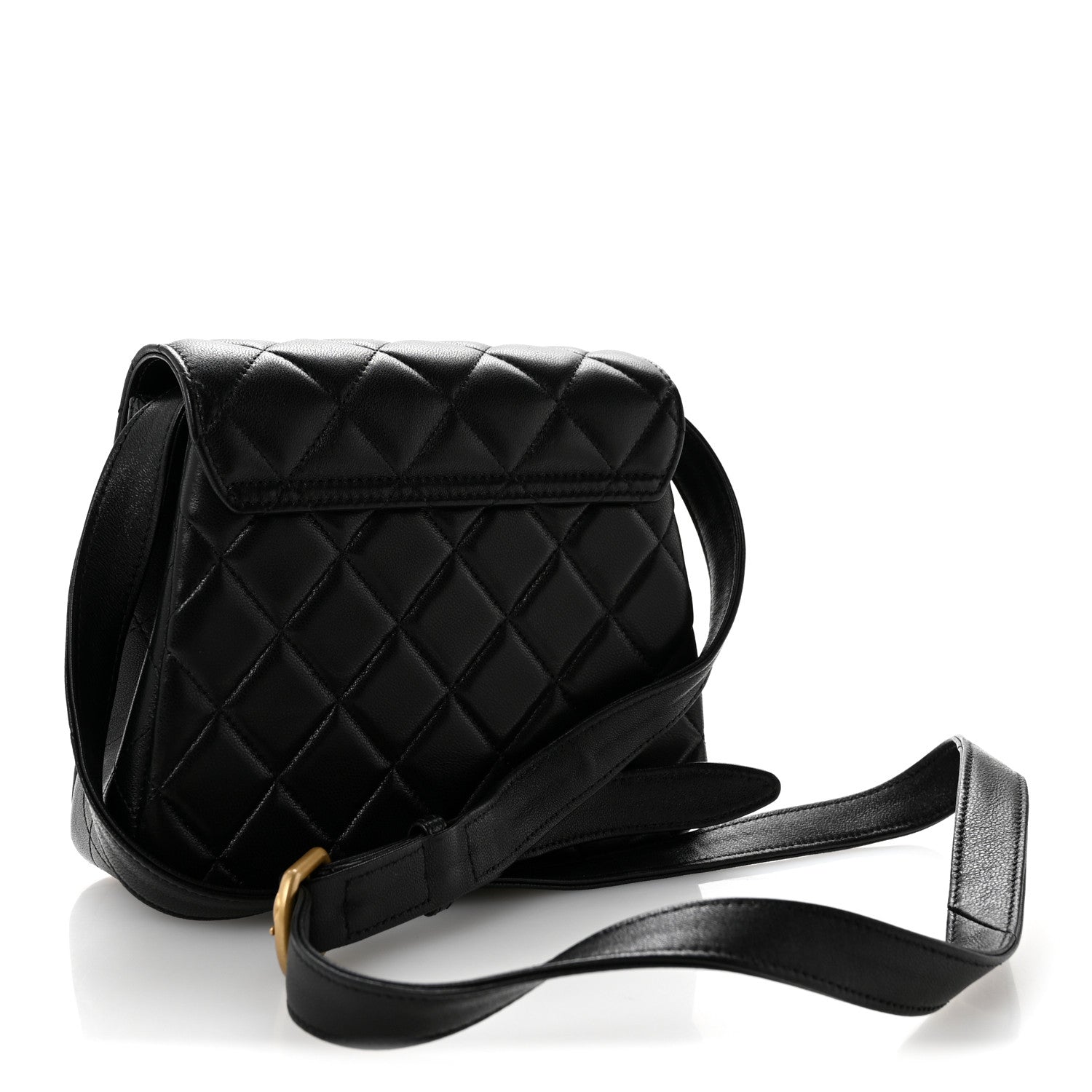 Lambskin Quilted Crossbody Flap Black