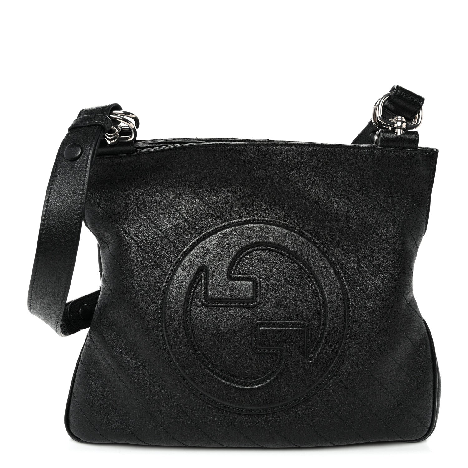 Sakai Be Green Calfskin Diagonal Stitched Small Blondie Tote  Black