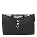Grain De Poudre Matelasse Chevron Monogram Chain Wallet Black