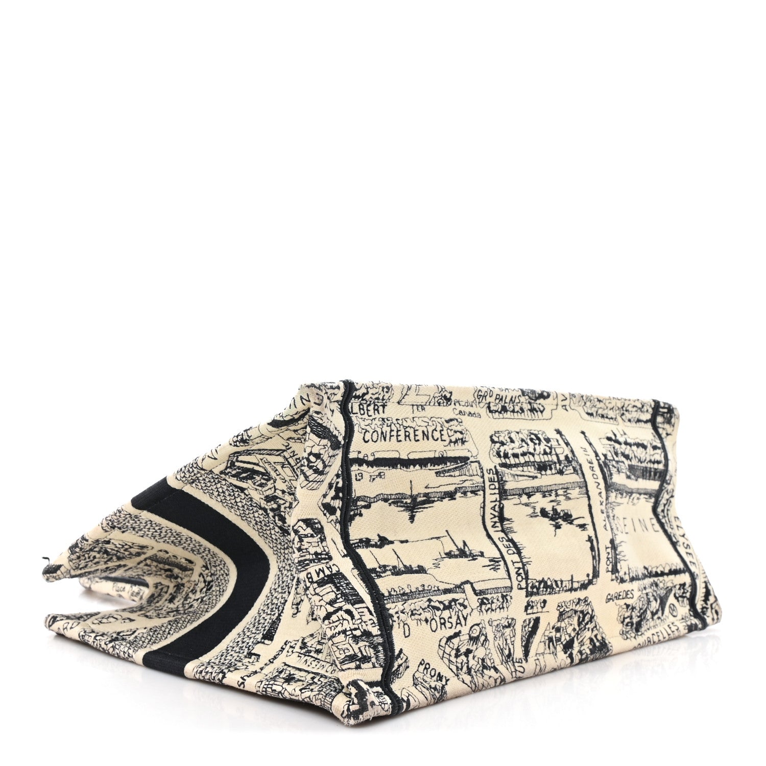 Canvas Embroidered Medium Plan De Paris Book Tote  White Blue
