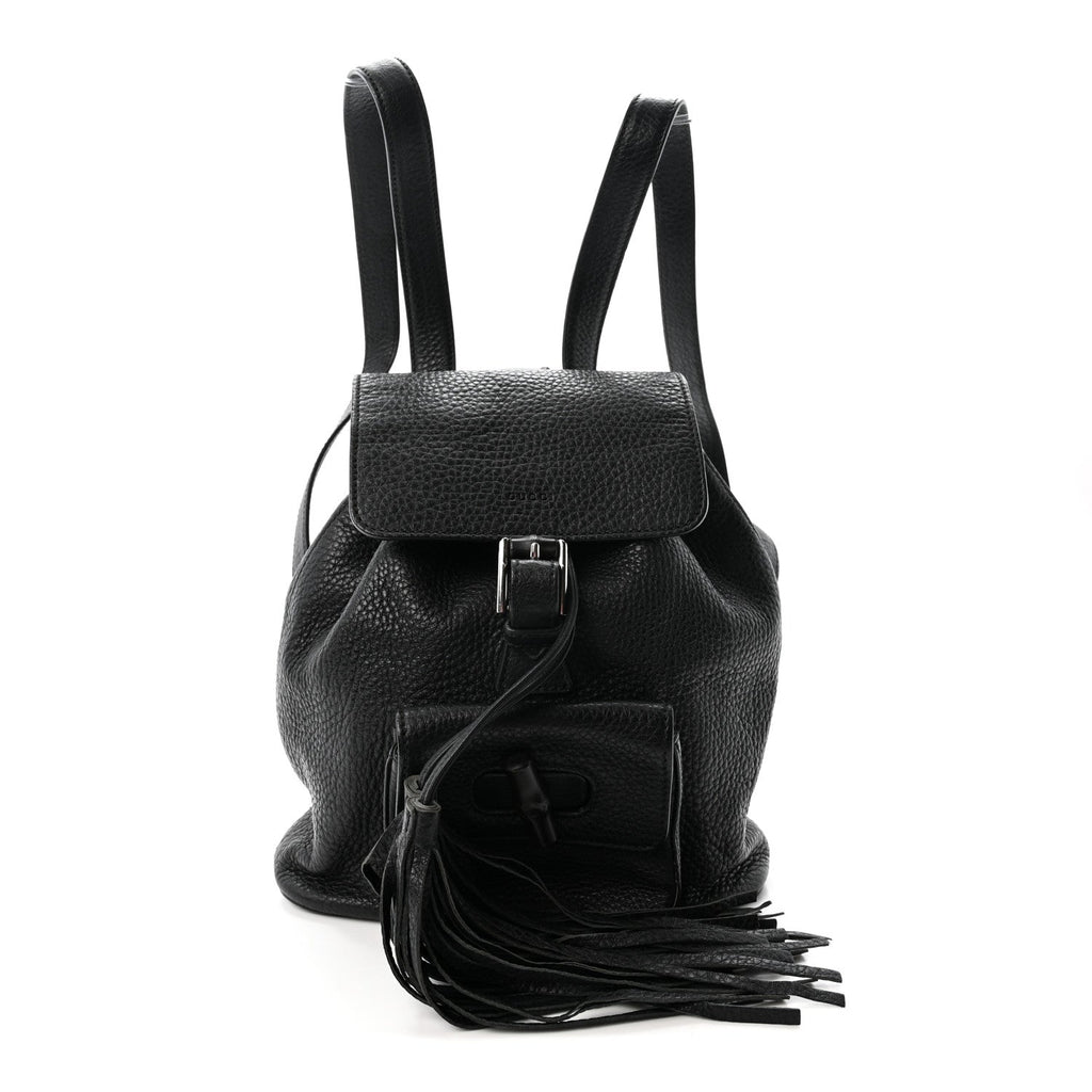 Calfskin Small Bamboo Backpack Black
