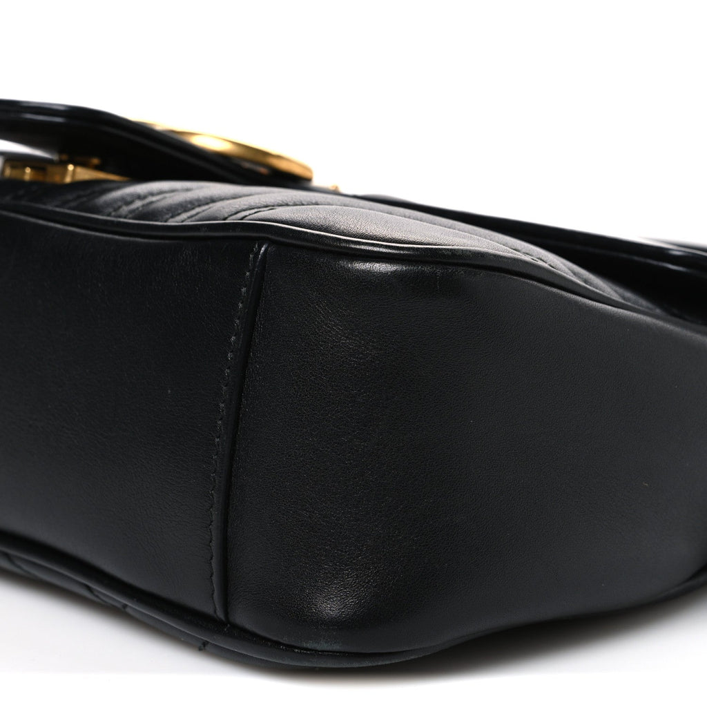 Calfskin Matelasse Small GG Marmont Shoulder Bag Black